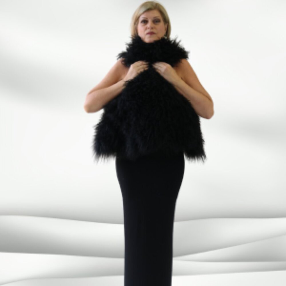 BLACK MONGOLIAN VEST